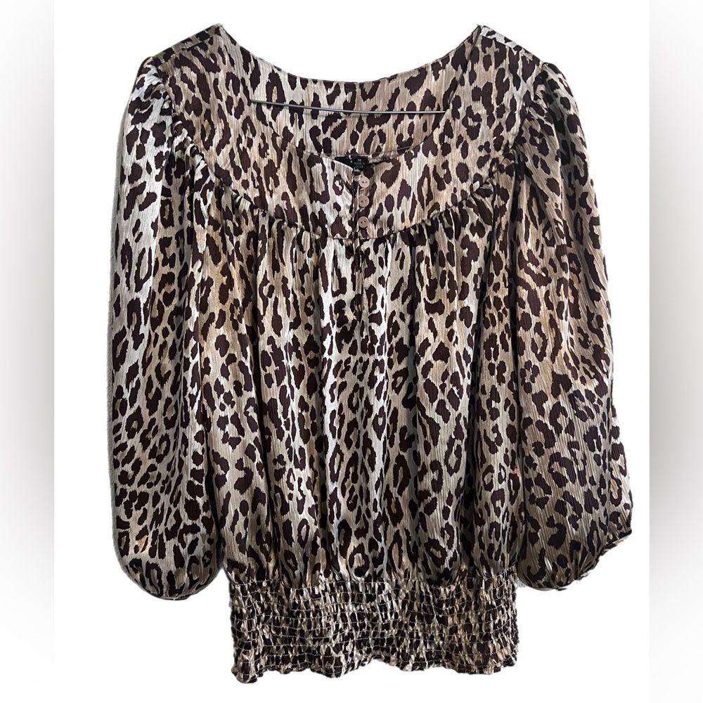 Essentials by Milano Animal Leopard Print Blouse NWT